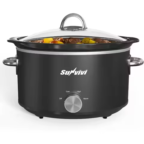 Small Slow Cooker 4QT Mini Food Warmer with 3 Heating Settings for Home Use Removable Ceramic Pot Id