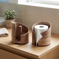 NESSA Wooden Paper Towel Holder, Large Capacity Natural Wood Tissue Storage Box, Creative Anti Slip 