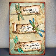 【Cafe Atmosphere】1pcs Vintage Dragonfly Wood or Acrylic Sign, Inspirational Quotes Wall Art, Rustic 