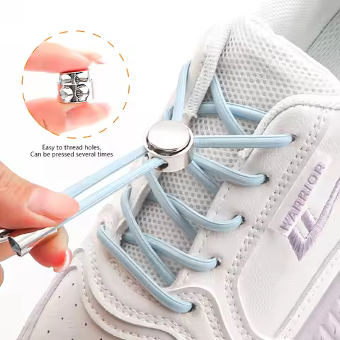 No Tie Shoelaces Tieless Elastic Shoe Laces Round Shoelace Sneakers for Kids and Adult with Strong L