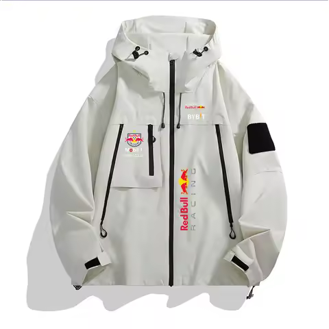 2025 Spring Motorcycle Red Bull Logo Printed Jacket Autumn Men's Zipper Red Bull Logo Men's Jacket S