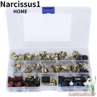 NARCISSUS 80Pcs Potentiometer Kit, with Knob B5K B10K B20K B50K B100K Adjustable Potentiometer, Asso
