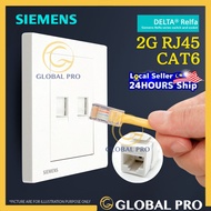 SIEMENS Delta 2 Gang RJ45 CAT6 Faceplate RJ45 Wall Socket Network Socket 2 Ports Data Wall Socket Ou
