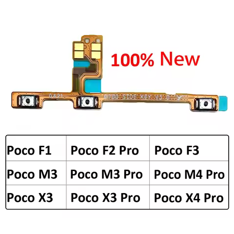 New For Xiaomi Poco F1 F2 F3 X3 GT X3 X4 M3 Pro NFC 4G 5G Power Switch On/Off Button Volume control 