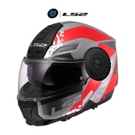 LS2 Helmets FF902 Oxyd Grey Red-Chin Lift Helmet