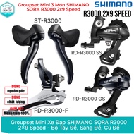 Groupset Mini 3 Piece SHIMANO SORA R3000 2x9 Speed – Swingarm, Disc Shifter, Genuine Bicycle Deraill