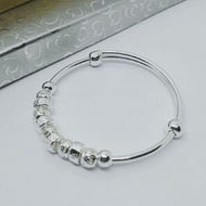 S999 sterling silver [Telescopic] bracelet Pure silver 999 Six-Character Mantra Retractable Rotatabl
