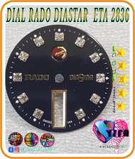 Plat Dial RADO DIASTAR mesin Original 2836 warna Hitam Jangkar Aktif