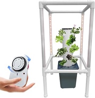 Hydroponics Growing System 25 Pods Hydroponics Tower with LED Grow Light Vertical Herbs Garden Planter, Plant Germination Kit Aeroponics Growing Kit with Hydrating Pump, Adapter, Net Pots, Timer