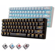 New 61 Keys RK61 Bluetooth Wireless White LED Backlit Ergonomic Mechanical Gaming Keyboard Gamer ill