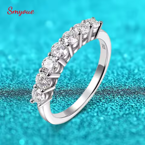 Smyoue 0.7CT 3mm Gemstone Moissanite Rings for Women S925 Silver Matching Wedding Diamonds Band Stac