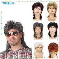 SUSUN 70s 80s Rockstar Wig, Breathable Medium Length Cosplay Wig, Vintage Punk Fluffy Mullet Wig Uni