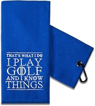 TOUNER Funny Golf Towel Gift for Dad, Retirement Gifts for Men Golfer, Funny Golf Towel for Men, Embroidered Golf Towels for Golf Bags with Clip (That's What I Do I Play Golf)