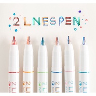 Set of 6 Note Pens 2 LINES PEN 0.5mm 2 premium nibs H106