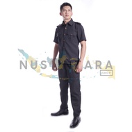 Seragam Safari Hitam Pria Lengan Pendek Seragam Paspampers Seragam Driver Seragam Safari Satpam Secu