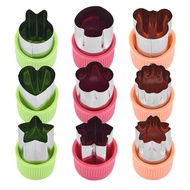 Pemotong Sayur Sayuran Bentuk Hati Bintang Pemegang Plastik 3pcs Alat Memasak Mudah Alih Keluli Taha