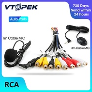 Vtopek Car Radio RCA Output Wire Cable With Microphone Video Output/input Audio Subwoofer microphone