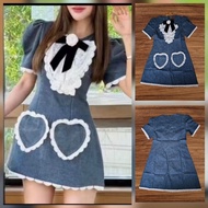 4444 Available S M L XL 2xl [Normal] 34 "Long Short Denim Dress With Heart.