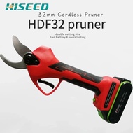 HISEED battery tree pruner 32mm agriculture electric pruning shear 21V Rechargeable lithium battery 