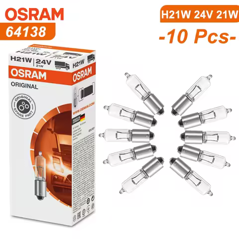 OSRAM H21W 64138 BAY9s 24V 21W Metal Bases Side Turn Signal Lamps 3200K 600lm Original Line Car Halo