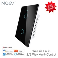 ใหม่อัพเกรด WiFi สมาร์ท RF433สวิตช์สัมผัส2/3 Way Life/Tuya App ควบคุม Alexa Voice Control US 1/2/3 G