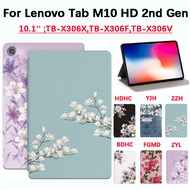 For Lenovo Tab M10 HD 2nd Gen 10.1 inch Fashion Flowers Tablet Case Tab M10 10.1'' TB-X306X,TB-X306F,TB-X306V High Quality Sweat-proof PU Leather Non-slip Stand Flip Cover case