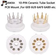 10PCS 10Pins Ceramic Tube Socket GZC10-Y Electron Tube Socket PCB Mount 6X9 6U9 6AF9 6AB9 Vacuum Tub