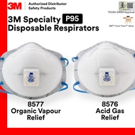 3M 8577 Organic Vapour 8576 Acid Gas Disposable Respirator P95 with Cool Flow Valve [10 pcs/box]