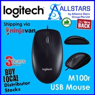 (ALLSTARS ) LOGITECH Black M100R USB Wired Mouse (910-005005)-Warranty 3years with Local Distributor