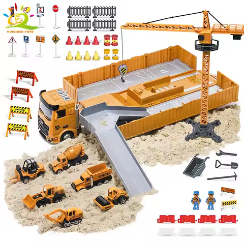 Construction Engineering Track Truck Set, Mini Die-Cast Alloy Car Model Engineering Vehicle Transpor