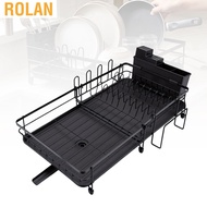 rolan Large Dish Drying Rack Carbon Steel Drainer for Kitchen Counter Extendable Length in 30cm to 5