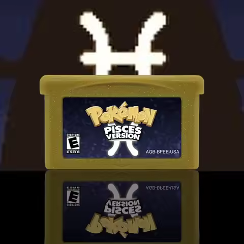 Pokemon Pisces GBA Game Cartridge Video Game Console Card Rom Hack Gold Shell English Language USA V