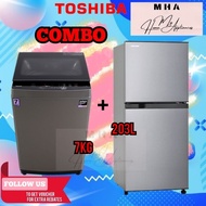 COMBO TOSHIBA WASHING MACHINE 7KG GREATWAVES REFRIGERATOR GR-A28MS 252L GR-B22MP 203L 2DOOR FRIDGE P
