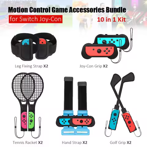 10 in 1 SWITCH Sports Game Accessories for Nintendo Switch Golf Club/Dancing Wristband /Tennis Racke