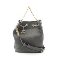 【二手】香奈兒 (Chanel) 絎縫雙肩包 A91272 卡其色皮革絎縫抽繩水桶包 女士二手