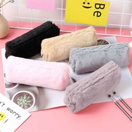 Solid Color Cute Plush Pencil Case School Pencil Cases Bag Stationery For Girls