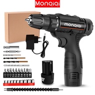 MONQIQI  Cordless Bor Listrik  2 Speed Cordless Drill Set bor listrik Tools 12V Bor tangan multifungsi isi ulang Mesin Bor Baterai