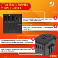 Foxtail Universal Travel Adapter 3 Usb 2 Type C Charger Adapter Tad2