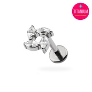 Marquise Square Wreath Titanium Flatback Earring (1ชิ้น)