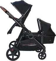 Venice Child Maverick Travel System Single to Double Stroller for Twins with Newborn Bassinet Pram a