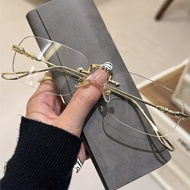 Square Fashion Photochromic Glasses Small Frame High-End Anti-Blue Light Glasses Retro Frameless Eye