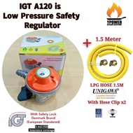 IGT Gas Regulator With SAFETY LOCK / with 1.5M BS-3212 GAS HOSE