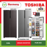 (FREE INSTALL KLANG VALLEY) TOSHIBA GR-RS600WI-PMY 530L Side By Side Refrigerator Smart Control Inverter Fridge Peti Sejuk 冰箱 ( Delivered By Seller - Klang Valley Only)