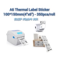 A6 Thermal Sticker Laber 100x150mm(4"x6") 350pcs/roll