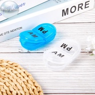 chenlongshang 2 Grids Waterproof Pill Organizer Portable Oval Pill Box Pill Container Daily AM&PM Co