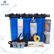 SGC 3-Stage Water Filter Package Cloudy Water Filter/ Well Water Filter/ - Blue 10" Thread 3/s 4"