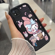 Case For Realme C20 C20A C11 2021 Narzo 50I Three-Color Milk Tea Drinking Rabbit Phone Silicone Shoc
