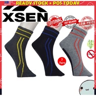 🍀🍀 [Ready Stock] 3Pair Bamboo Charcoal XSEN Deodorant Sock Stoking Bamboo (Crew Sock) XSK 71401
