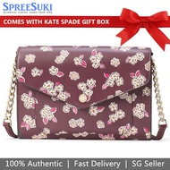 Kate Spade Handbag In Gift Box Crossbody Bag Tinsel Flap Crossbody Berry # K9341