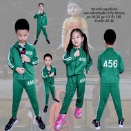Thai Work Children's squid Game Warm-Up Suit Player Set 2 Pieces/Shirt Size 456 + Pants With Elastic